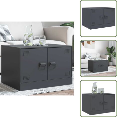 Tavolino con ante - vidaXL Tavolino da Salotto Antracite 67x50x44 cm in Acciaio - Tavolino con maniglie