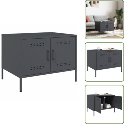 Tavolino con ante - vidaXL Tavolino da Salotto Antracite 68x50x50,5 cm in Acciaio - Tavolino con scomparti