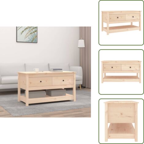 Tavolino con cassetti - vidaXL Tavolino da Salotto 102x49x55 cm in Legno Massello di Pino - Tavolino con ripiano