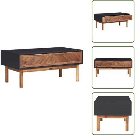 Tavolino con cassetti - vidaXL Tavolino da Salotto 90x50x40 cm Legno Massello di Acacia e MDF - Tavolino in MDF