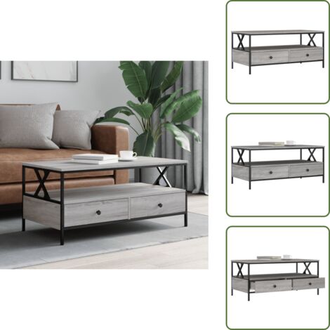Tavolino con cassetti - vidaXL Tavolino da Salotto Grigio Sonoma 100x51x45cm Legno Multistrato - Tavolino con ripiano