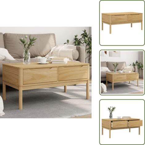 Tavolino con cassetti - vidaXL Tavolino FLORO Marrone Cera 99x55,5x45 cm in Legno di Pino - Tavolino marrone cera