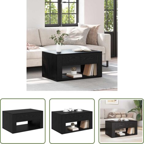 Tavolino con cassetto -  Tavolino da salotto con cassetto Rovere Nero 80 x 50 x 40 cm