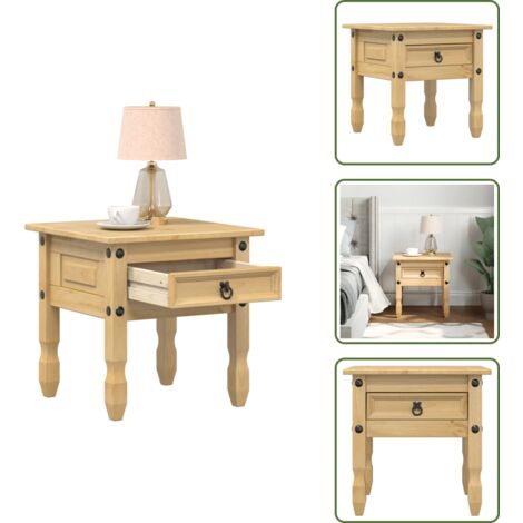 Tavolino con cassetto - vidaXL Tavolino Corona 50x50x50 cm in Legno Massello di Pino - Tavolino con maniglia in metallo