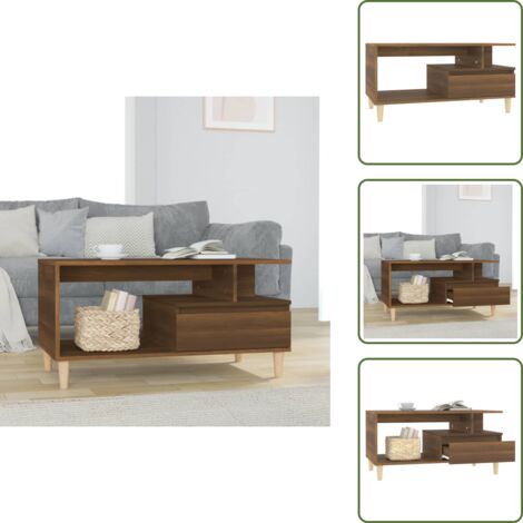 Tavolino con cassetto - vidaXL Tavolino Salotto Rovere Marrone 90x49x45 cm Legno Multistrato - Tavolino con scomparti