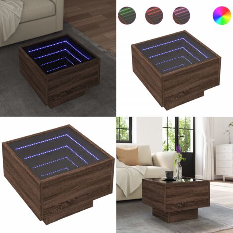 Tavolino con LED Rovere Marrone 40x40x30cm in Legno Multistrato - Tavolino da soggiorno - Tavolino da salotto