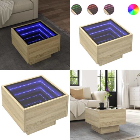Tavolino con LED Rovere Sonoma 40x40x30 cm in Legno Multistrato - Tavolino da soggiorno - Tavolino da salotto