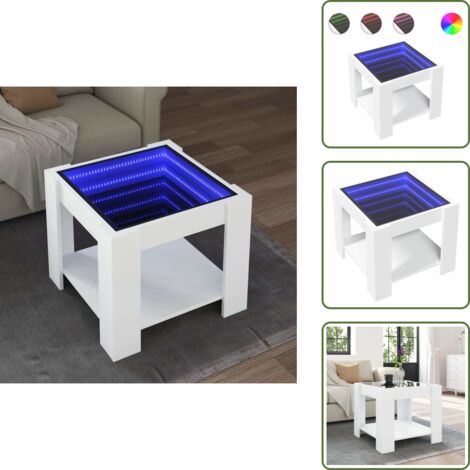Tavolino con LED - vidaXL Tavolino Salotto con LED Bianco 53x53x45 cm Legno Multistrato - Tavolino da soggiorno