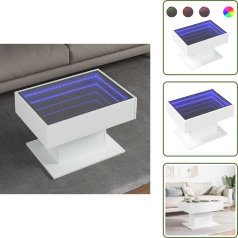 Tavolino con LED - vidaXL Tavolino Salotto con LED Bianco 70x50x45 cm Legno Multistrato - Tavolino da soggiorno