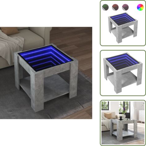 Tavolino con LED - vidaXL Tavolino Salotto con LED Grigio Cemento 53x53x45 cm Multistrato - Tavolino da soggiorno