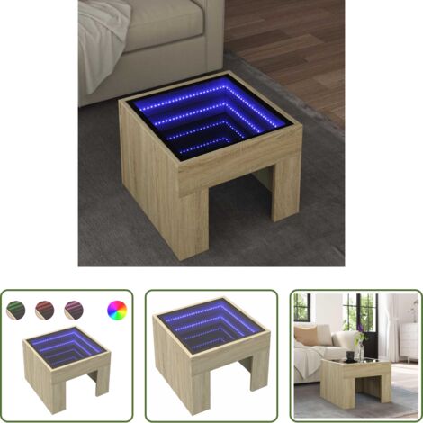 Tavolino con luci RGB -  Tavolino da Salotto con LED Infinity Rovere Sonoma 40x40x30 cm