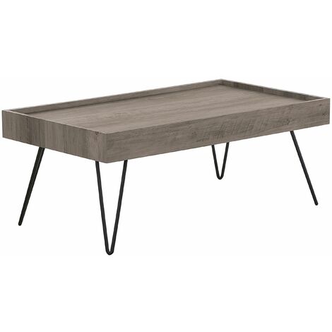 Tavolino con Piano Aspetto Legno Marrone Taupé Piedini a V 60 x 100 cm Welton - Legno scuro