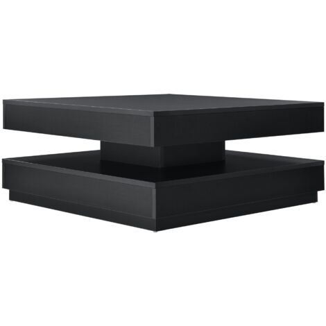 Tavolino con piano girevole pannello in fibra di legno 76 x 76 cm nero 030004129