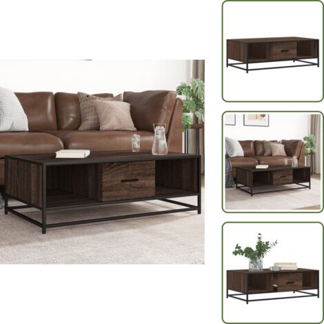 Tavolino con piano in truciolato - vidaXL Tavolino Rovere Marrone 100x57x35 cm Legno Multistrato Metallo - Tavolino per casa