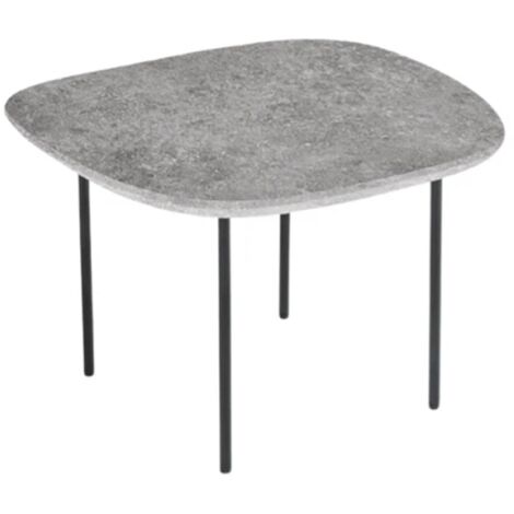 Tavolino con piano sagomato in legno Cemento e base in metallo - FLUX Small