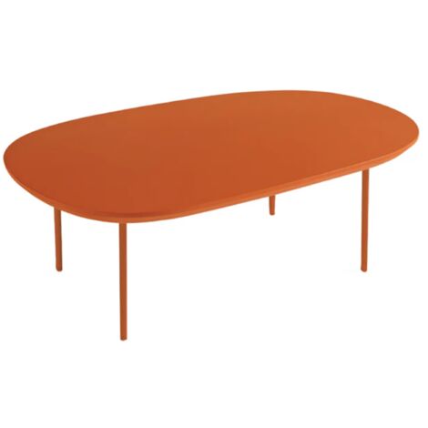 Tavolino con piano sagomato in legno Ruggine e base in metallo - FLUX Large