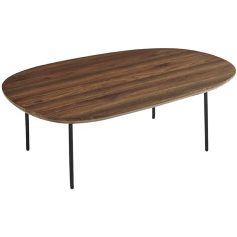Tavolino con piano sagomato in legno Tek e base in metallo - FLUX Large