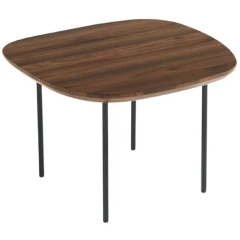Tavolino con piano sagomato in legno Tek e base in metallo - FLUX Small