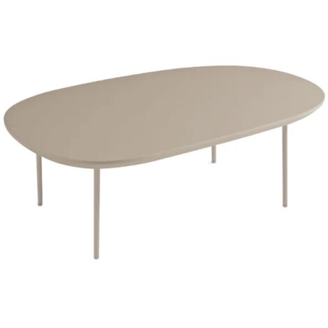 Tavolino con piano sagomato in legno Tortora e base in metallo - FLUX Large