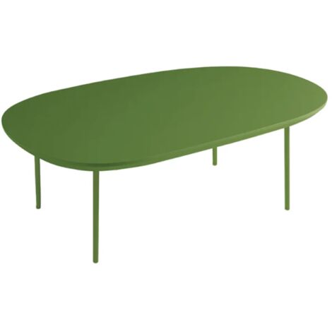 Tavolino con piano sagomato in legno Verde e base in metallo - FLUX Large