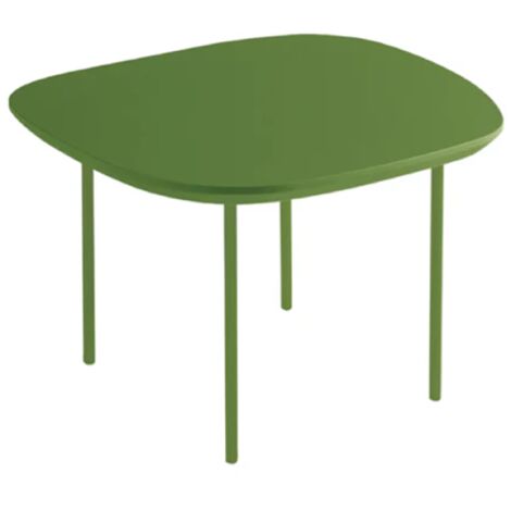 Tavolino con piano sagomato in legno Verde e base in metallo - FLUX Small