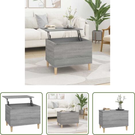 Tavolino con piano sollevabile -  Tavolino Salotto Grigio Sonoma 60x44,5x45 cm Legno Multistrato