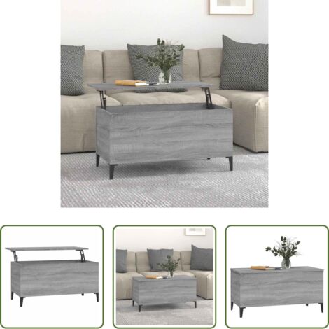Tavolino con piano sollevabile -  Tavolino Salotto Grigio Sonoma 90x44,5x45 cm Legno Multistrato