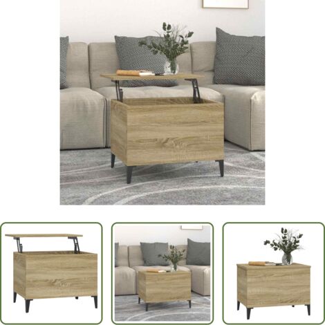 Tavolino con piano sollevabile -  Tavolino Salotto Rovere Sonoma 60x44,5x45 cm Legno Multistrato