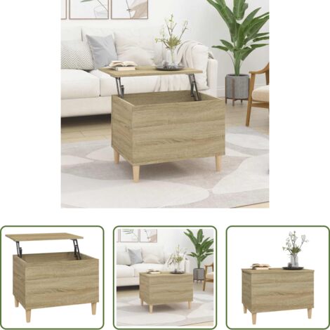 Tavolino con piano sollevabile -  Tavolino Salotto Rovere Sonoma 60x44,5x45 cm Legno Multistrato