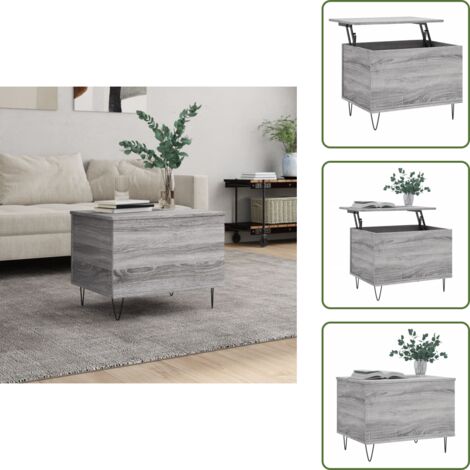 Tavolino con piano sollevabile - vidaXL Tavolino Salotto Grigio Sonoma 60x44,5x45 cm Legno Multistrato - Tavolino in legno
