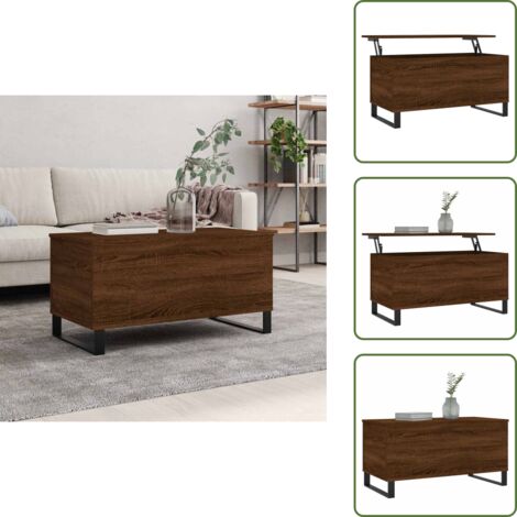 Tavolino con piano sollevabile - vidaXL Tavolino Salotto Rovere Marrone 90x44,5x45 cm Legno Multistrato - Tavolino in legno