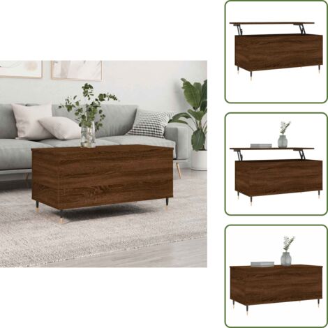 Tavolino con piano sollevabile - vidaXL Tavolino Salotto Rovere Marrone 90x44,5x45 cm Legno Multistrato - Tavolino in legno