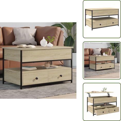 Tavolino con piano sollevabile - vidaXL Tavolino Salotto Rovere Sonoma 85x50x50 cm Multistrato Metallo - Tavolino con cassetti