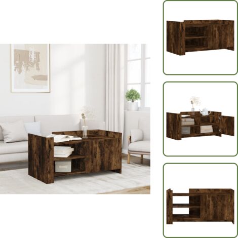 Tavolino con portaoggetti - vidaXL Tavolino Salotto Rovere Fumo 100x50x50 cm in Legno Multistrato - Tavolino con anta