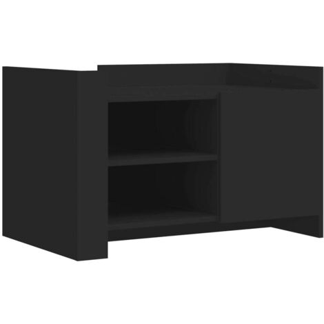 Tavolino con ripiani e vano con anta design moderno e contemporaneo 80 x 50 x 50 cm legno ingegnerizzato nero DEC039777