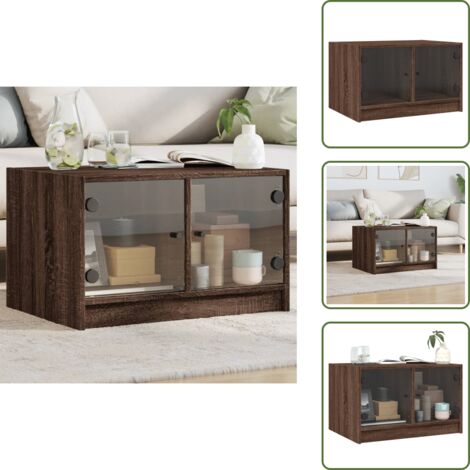 Tavolino con ripiani - vidaXL Tavolino da Salotto con Ante in Vetro Rovere Marrone 68x50x42cm - Tavolino con ante