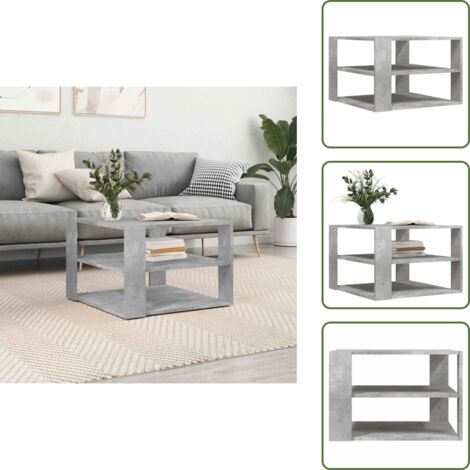 Tavolino con ripiani - vidaXL Tavolino da Salotto Grigio Cemento 58x58x40 cm Multistrato -