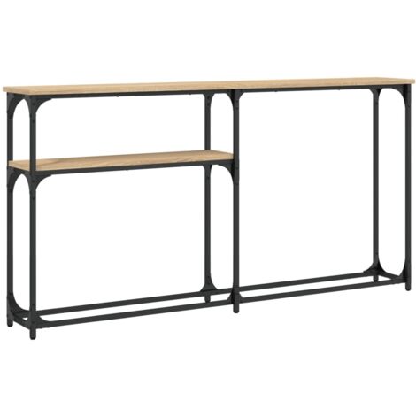 Tavolino con ripiano design industriale 145 x 22,5 x 75 cm in legno ingegnerizzato color rovere e metallo DEC031931