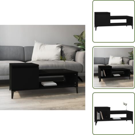 Tavolino con ripiano - vidaXL Tavolino da Salotto Nero 100x50x45 cm in Legno Multistrato - Tavolino con vano a giorno