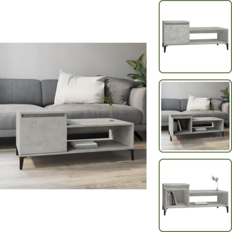 Tavolino con ripiano - vidaXL Tavolino Salotto Grigio Cemento 100x50x45 cm Legno Multistrato -