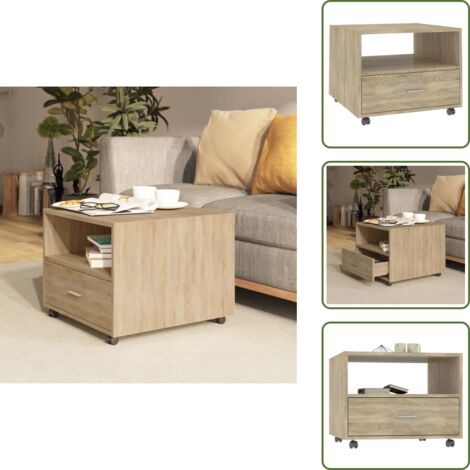 Tavolino con ruote - vidaXL Tavolino da Salotto Rovere Sonoma 55x55x40 cm Legno Multistrato - Tavolino con cassetto