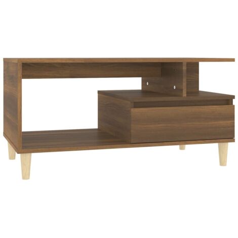 Tavolino con scomparti a giorno e cassetto design moderno 90 x 49 x 45 cm legno ingegnerizzato marrone DEC038781