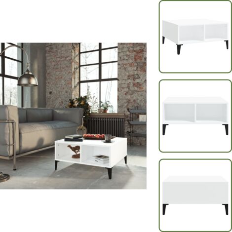 Tavolino con scomparti - vidaXL Tavolino da Salotto Bianco 60x60x30 cm in Legno Multistrato - Tavolino da soggiorno