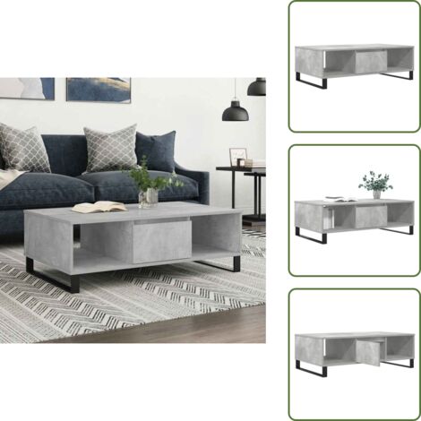 Tavolino con scomparti - vidaXL Tavolino Salotto Grigio Cemento 104x60x35 cm Legno Multistrato - Tavolino da salotto con gambe in ferro
