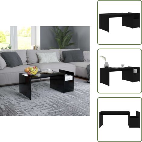 Tavolino con scomparto laterale - vidaXL Tavolino da Salotto Nero 90x45x35 cm in Legno Multistrato - Tavolino geometrico