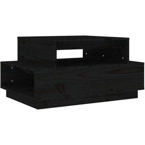 Tavolino con spazio contenitore, design moderno e contemporaneo, 80 x 55 x 40,5 cm, legno massello di pino nero DEC039783