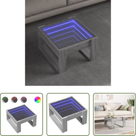 Tavolino con specchio -  Tavolino da Salotto con LED Infinity Grigio Sonoma 50x53x30 cm
