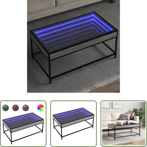 Tavolino con specchio -  Tavolino da Salotto con LED Infinity Grigio Sonoma 90x50x41 cm