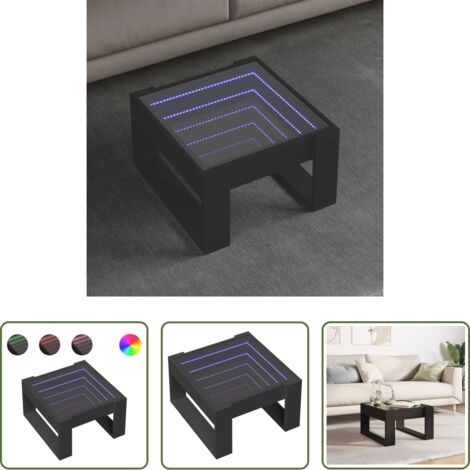 Tavolino con specchio -  Tavolino da Salotto con LED Infinity Nero 50x53x30 cm