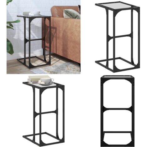 Tavolino con Vetro Trasparente 40x30x61,5cm in Acciaio - Tavolino con vetro trasparente - Tavolino salvaspazio